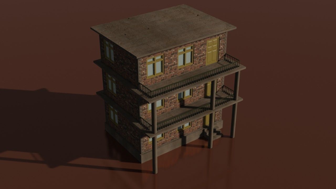 city house low poly  Low-poly 3D model_8