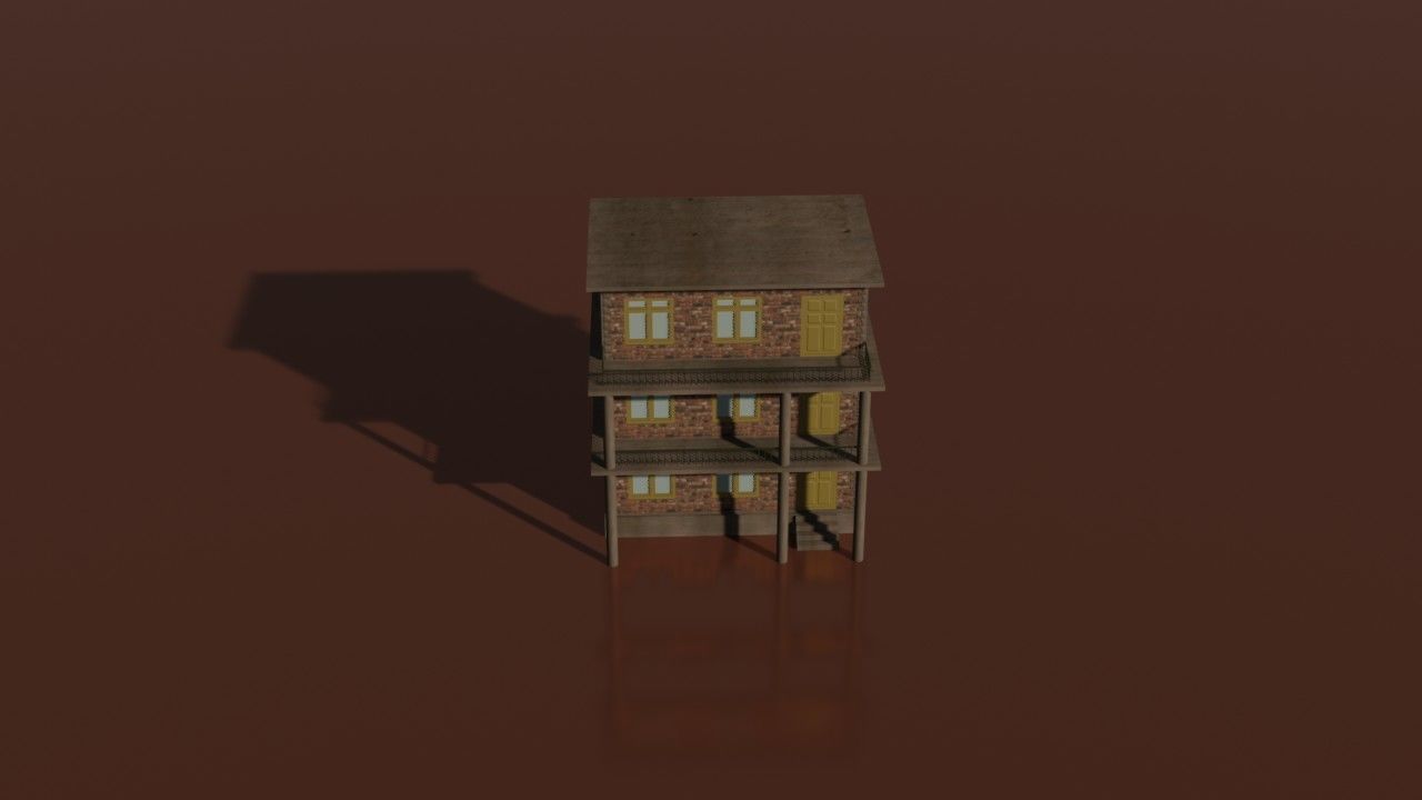 city house low poly  Low-poly 3D model_9
