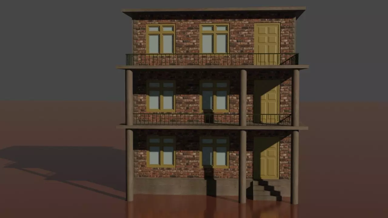 city house low poly  Low-poly 3D model_0