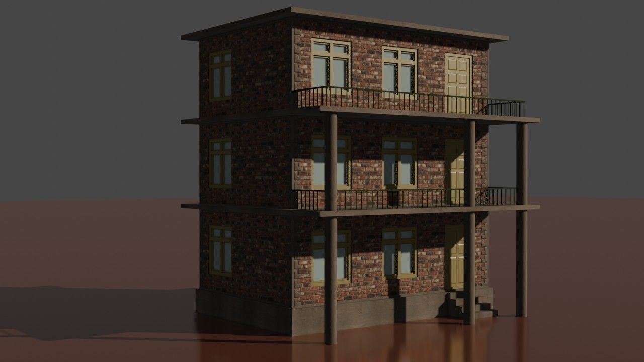city house low poly  Low-poly 3D model_1