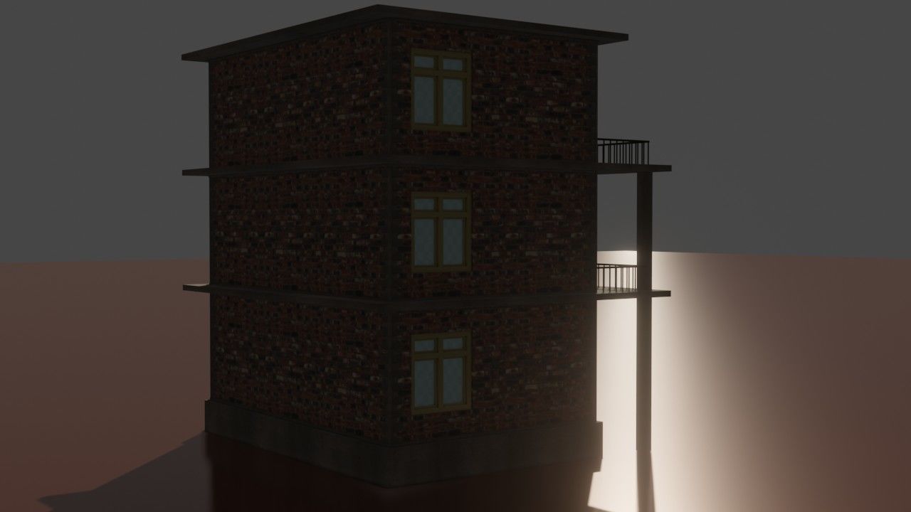 city house low poly  Low-poly 3D model_3