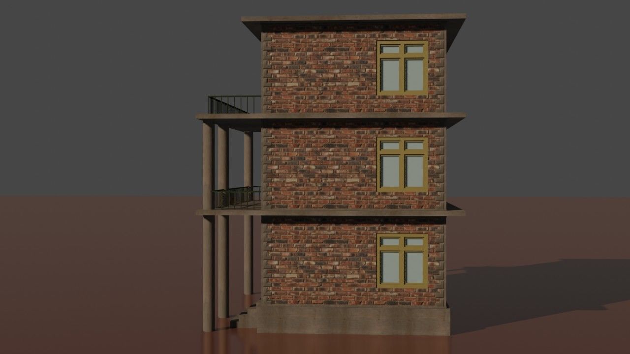 city house low poly  Low-poly 3D model_6