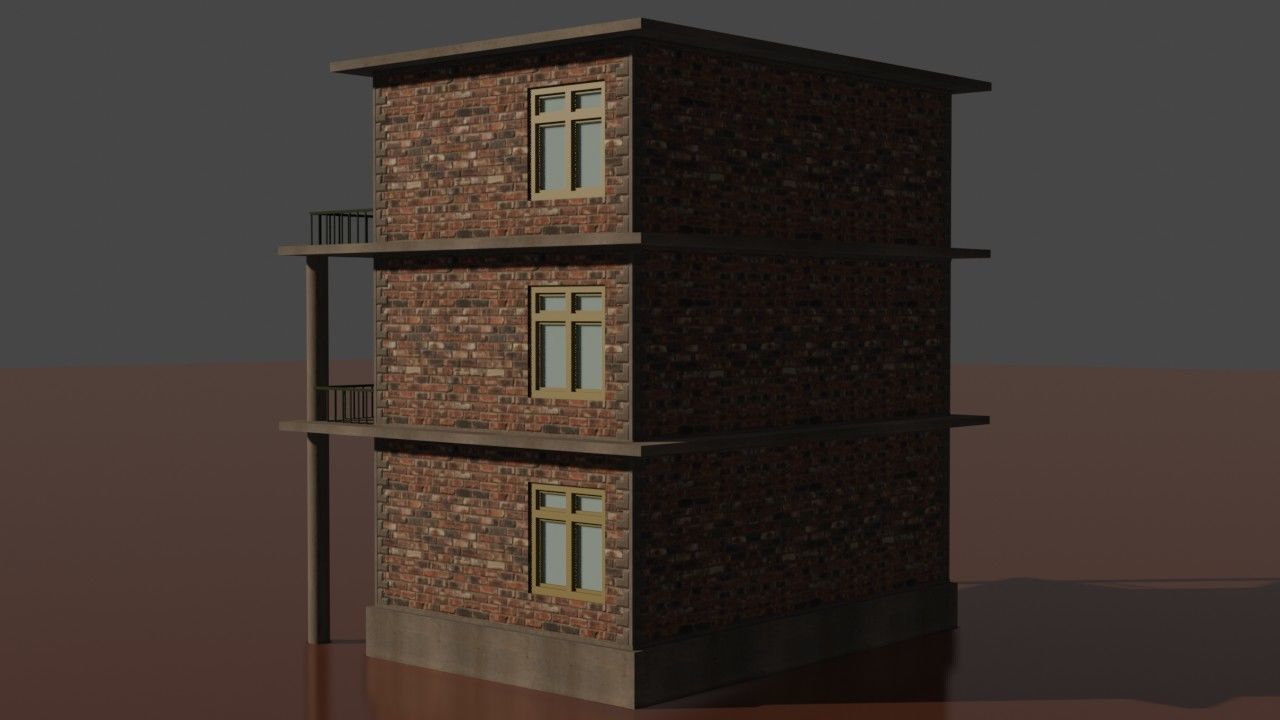 city house low poly  Low-poly 3D model_5