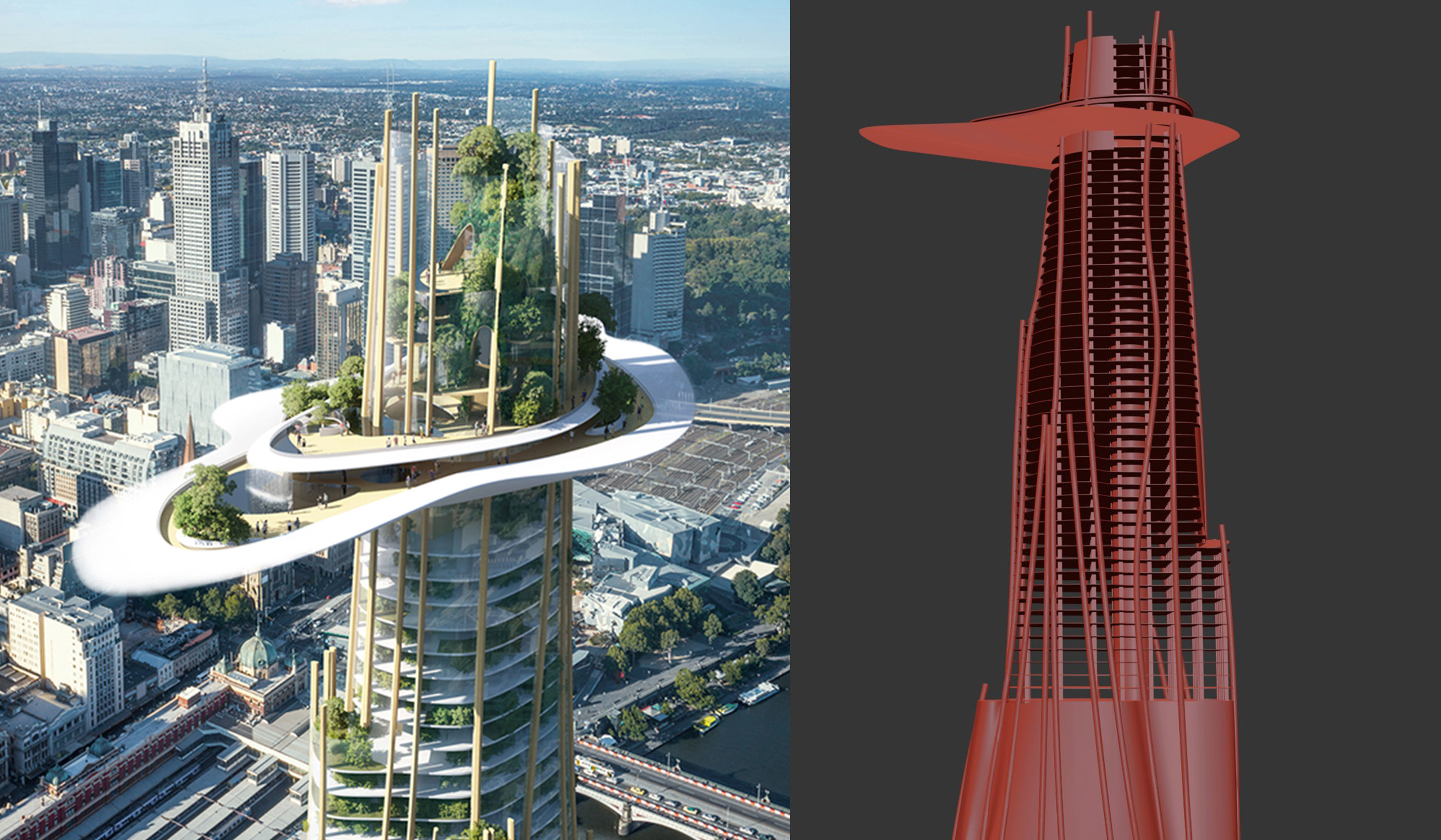 Urban Tree Skyscrapers 3D model_1