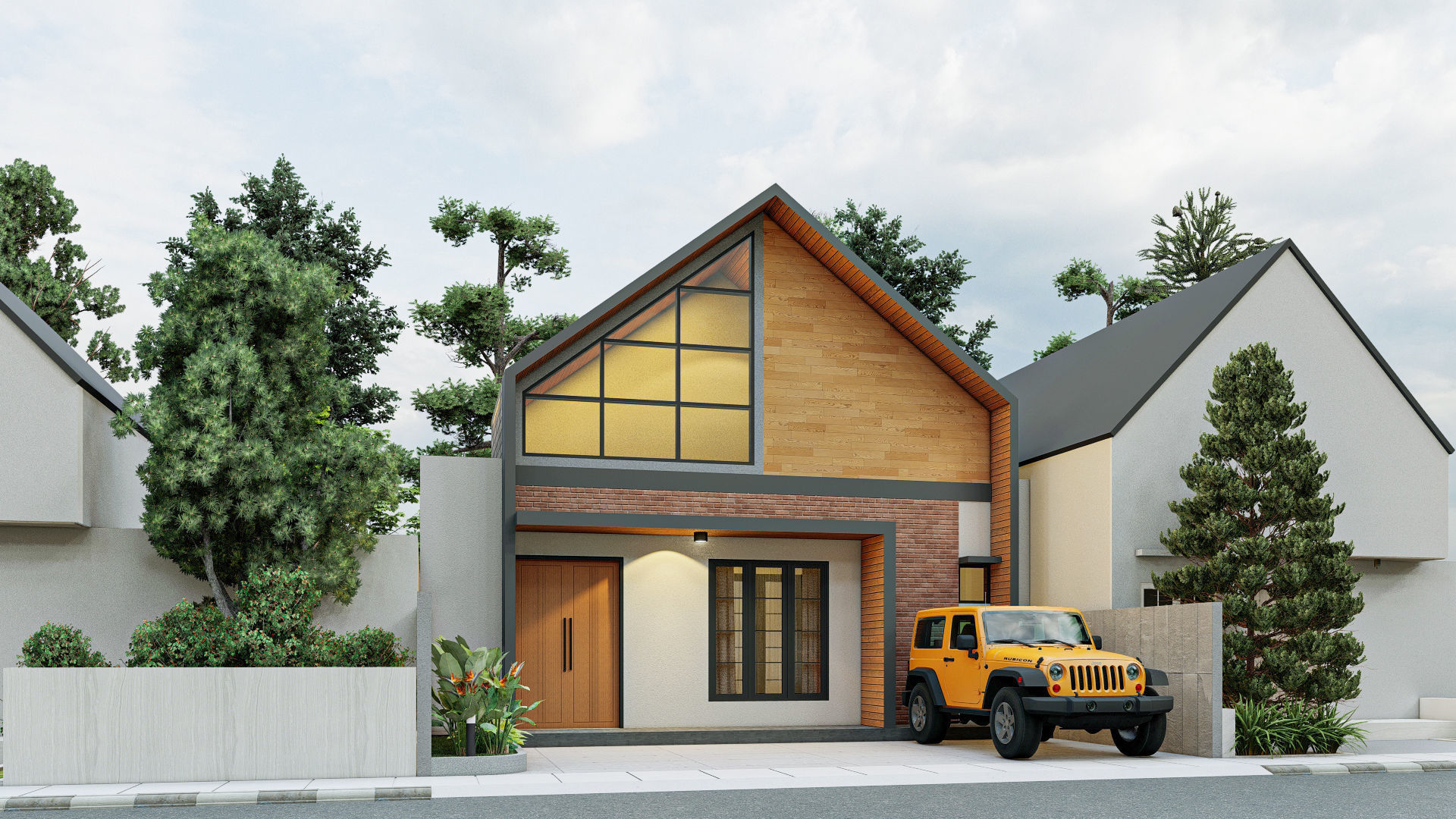 Scane lumion 10 villa scandinavian style and 3d exterior model 3D model_1