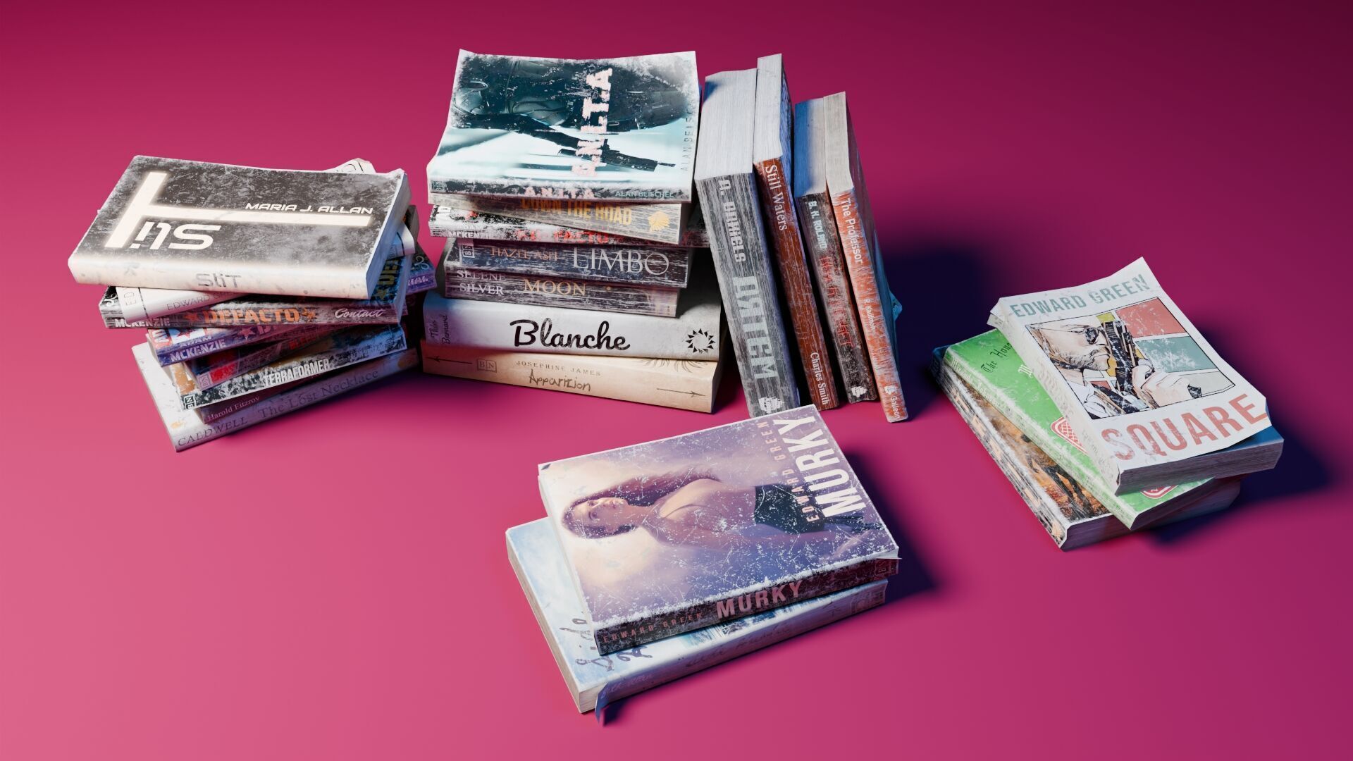 Book Set Low-poly 3D model_4