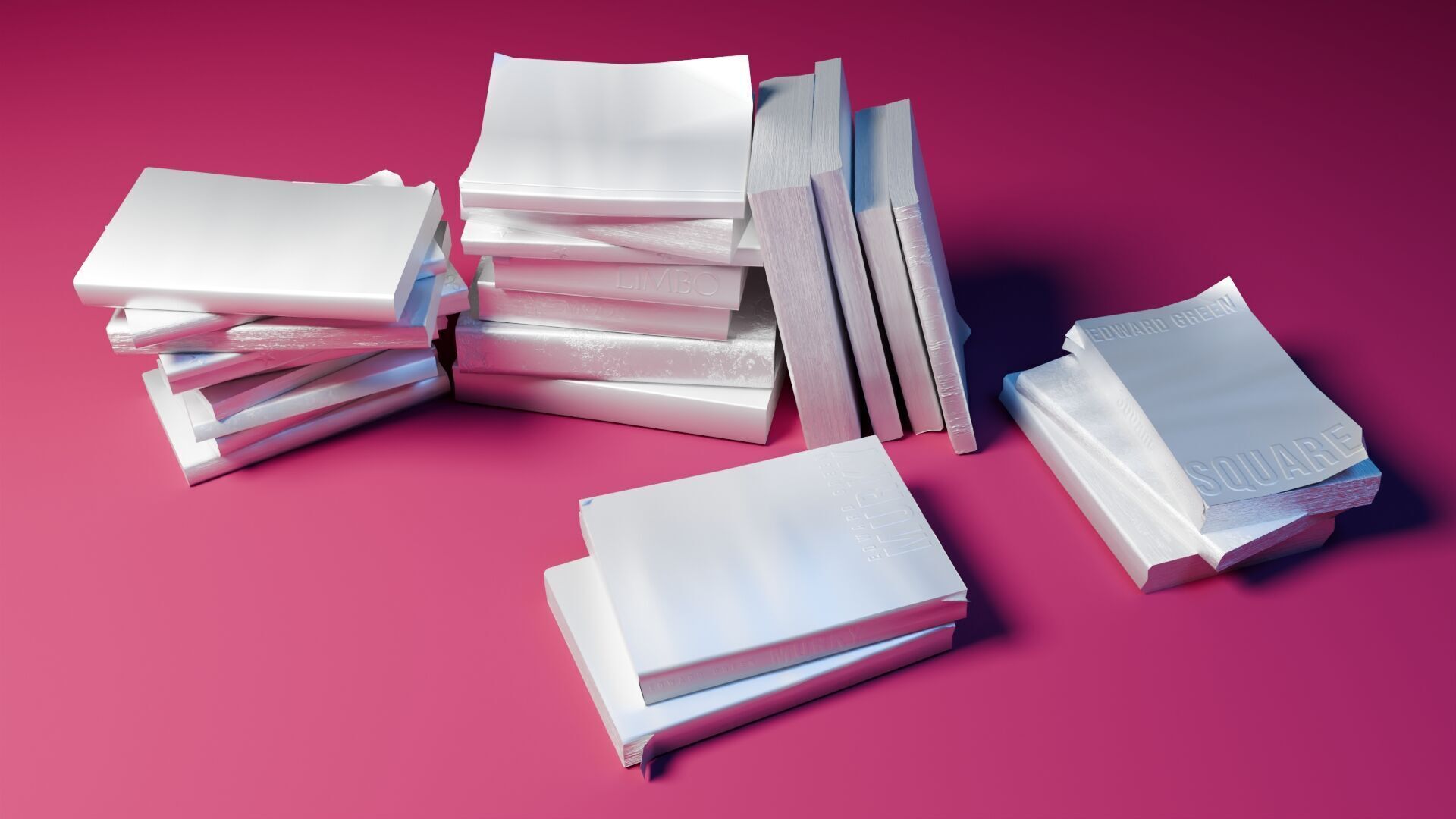 Book Set Low-poly 3D model_7