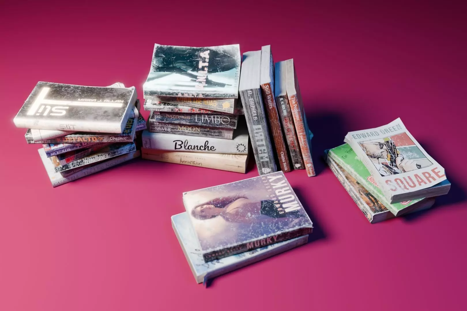 Book Set Low-poly 3D model_0