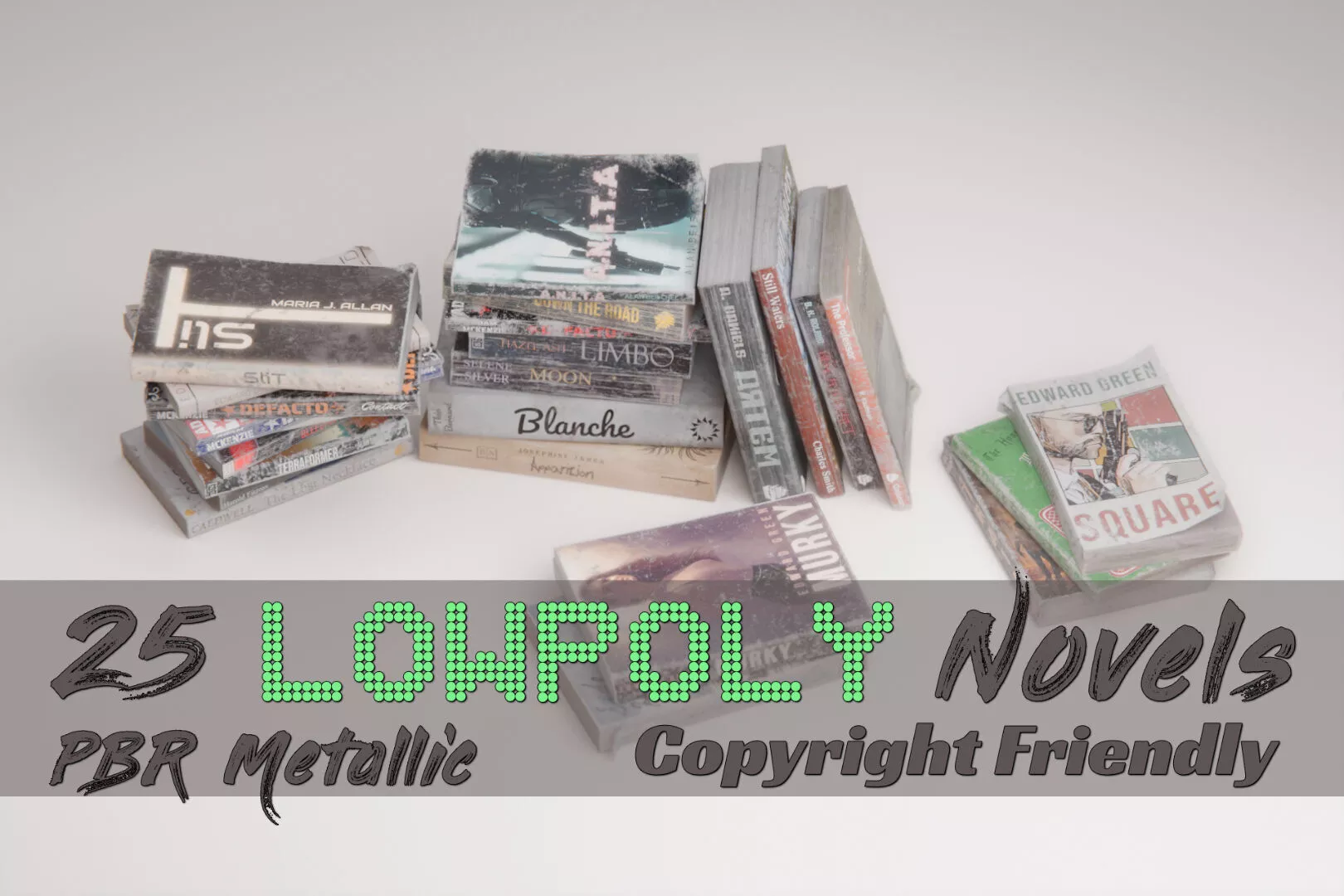 Book Set Low-poly 3D model