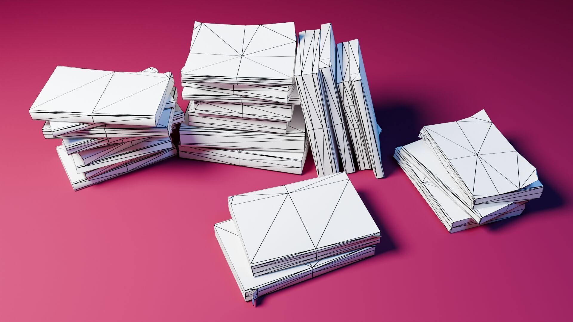 Book Set Low-poly 3D model_5