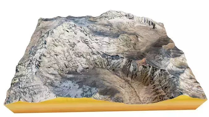 Aconcagua Mountain 3d model terrain