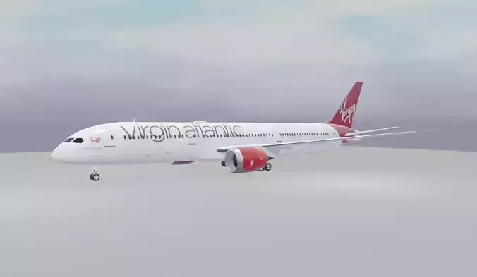 Virgin Atlantic Boeing 787-9 dreamliner  Low-poly 3D model