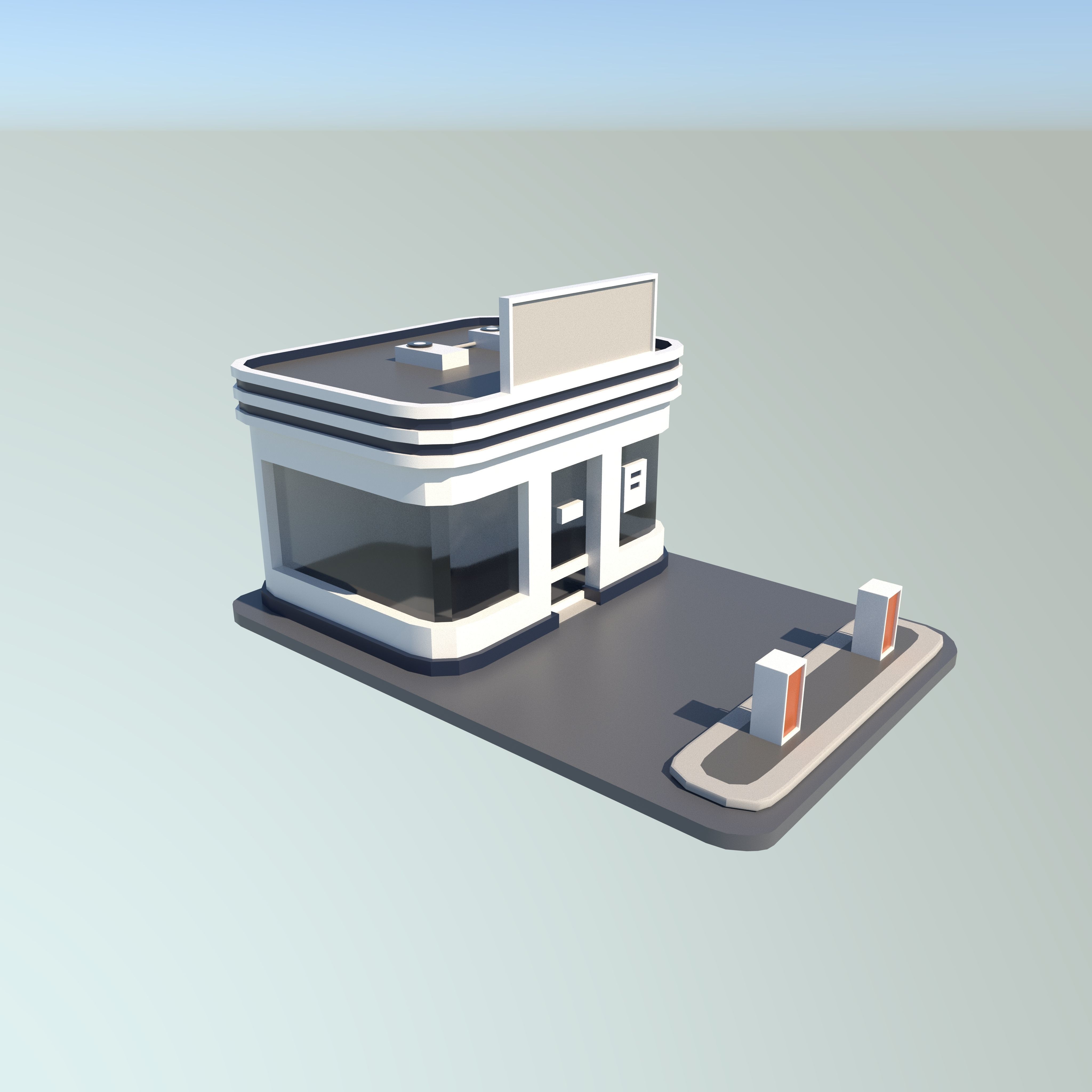 gas station Low-poly 3D model_4