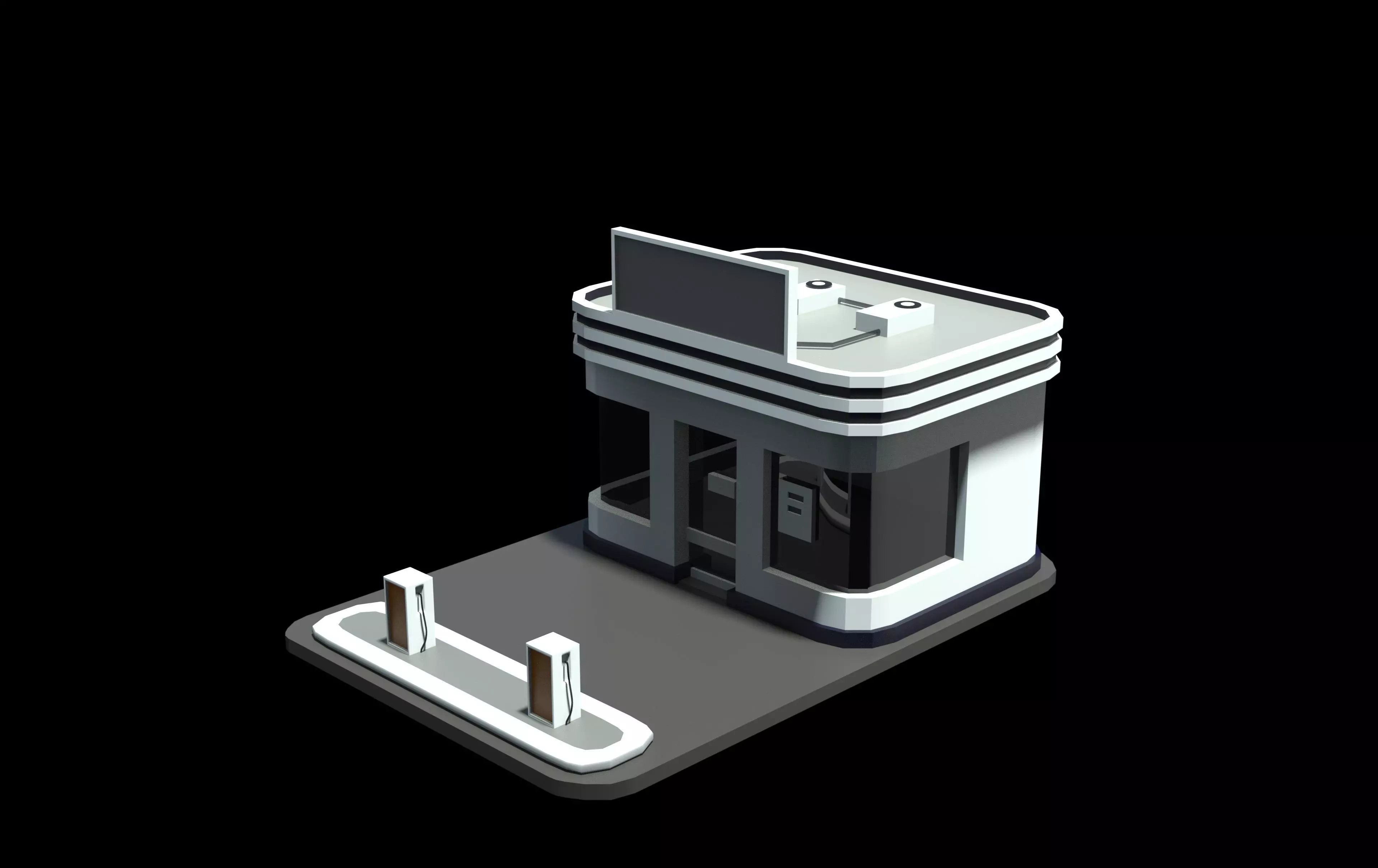 gas station Low-poly 3D model_0