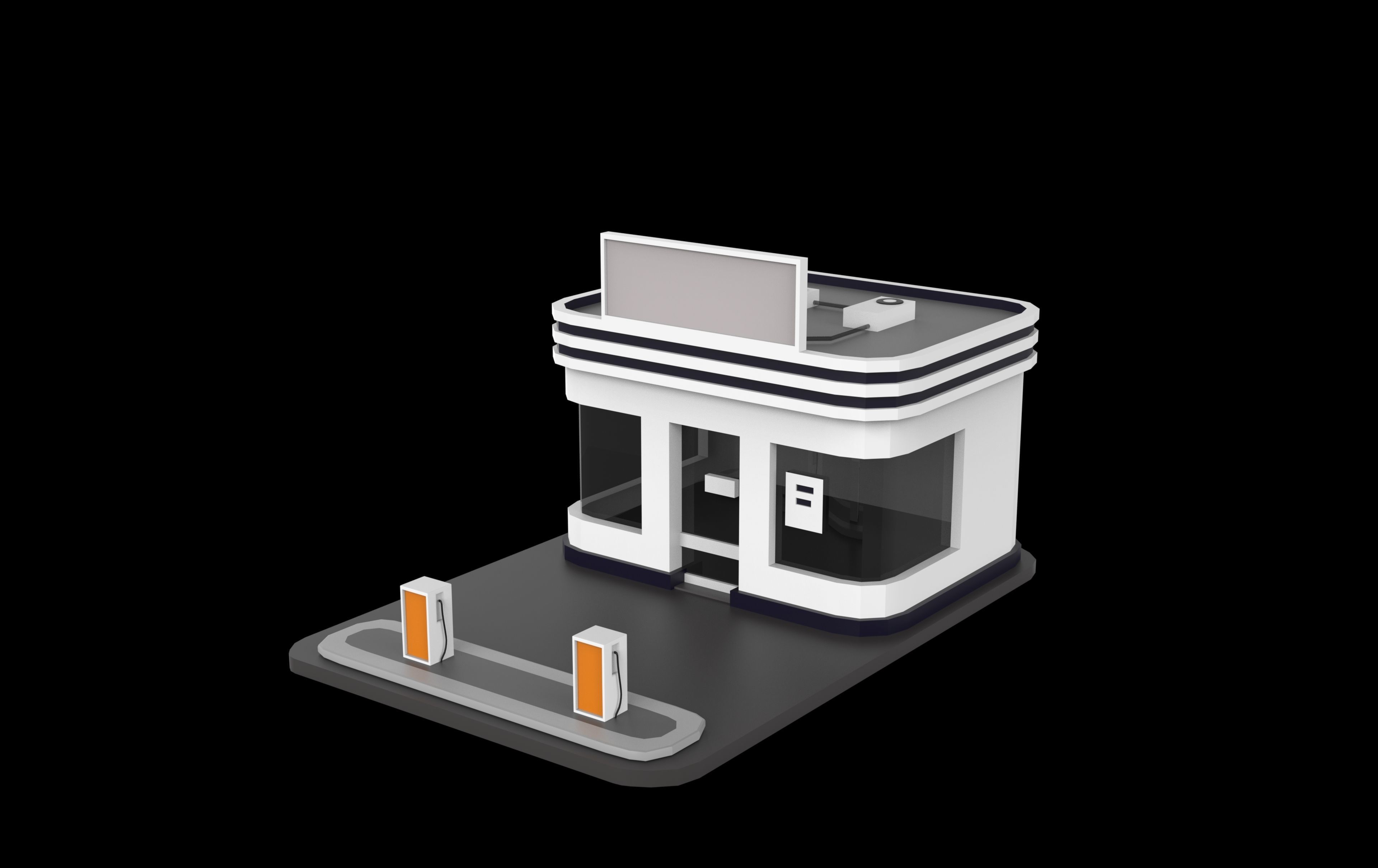 gas station Low-poly 3D model_3