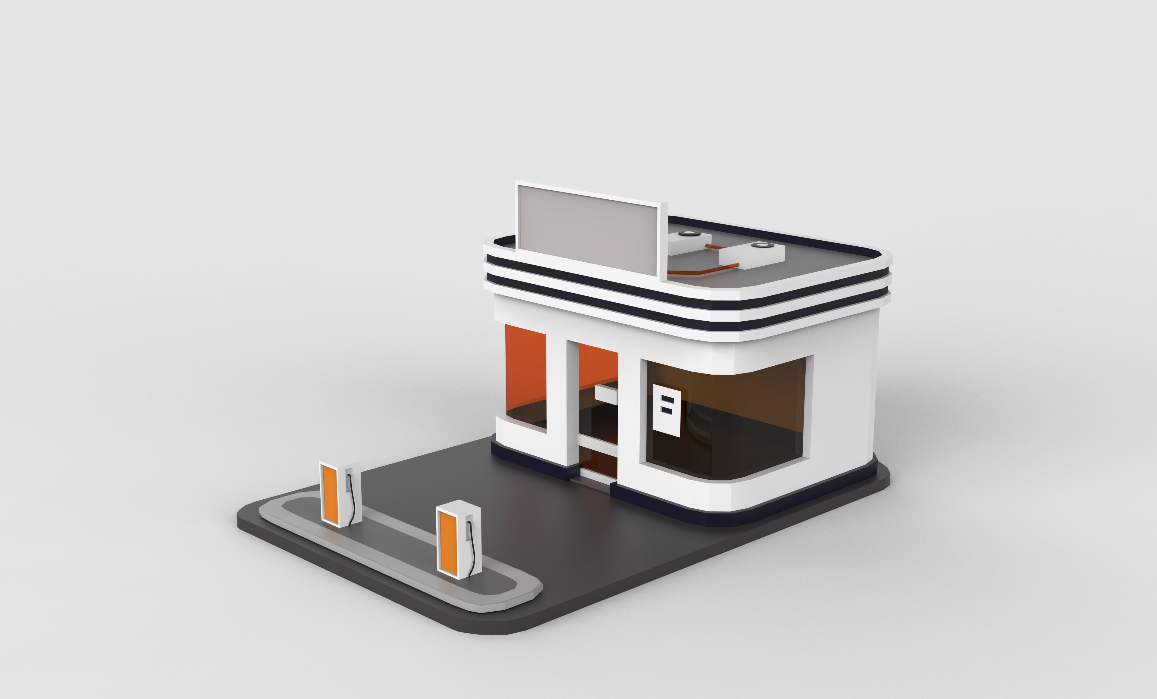 gas station Low-poly 3D model_2