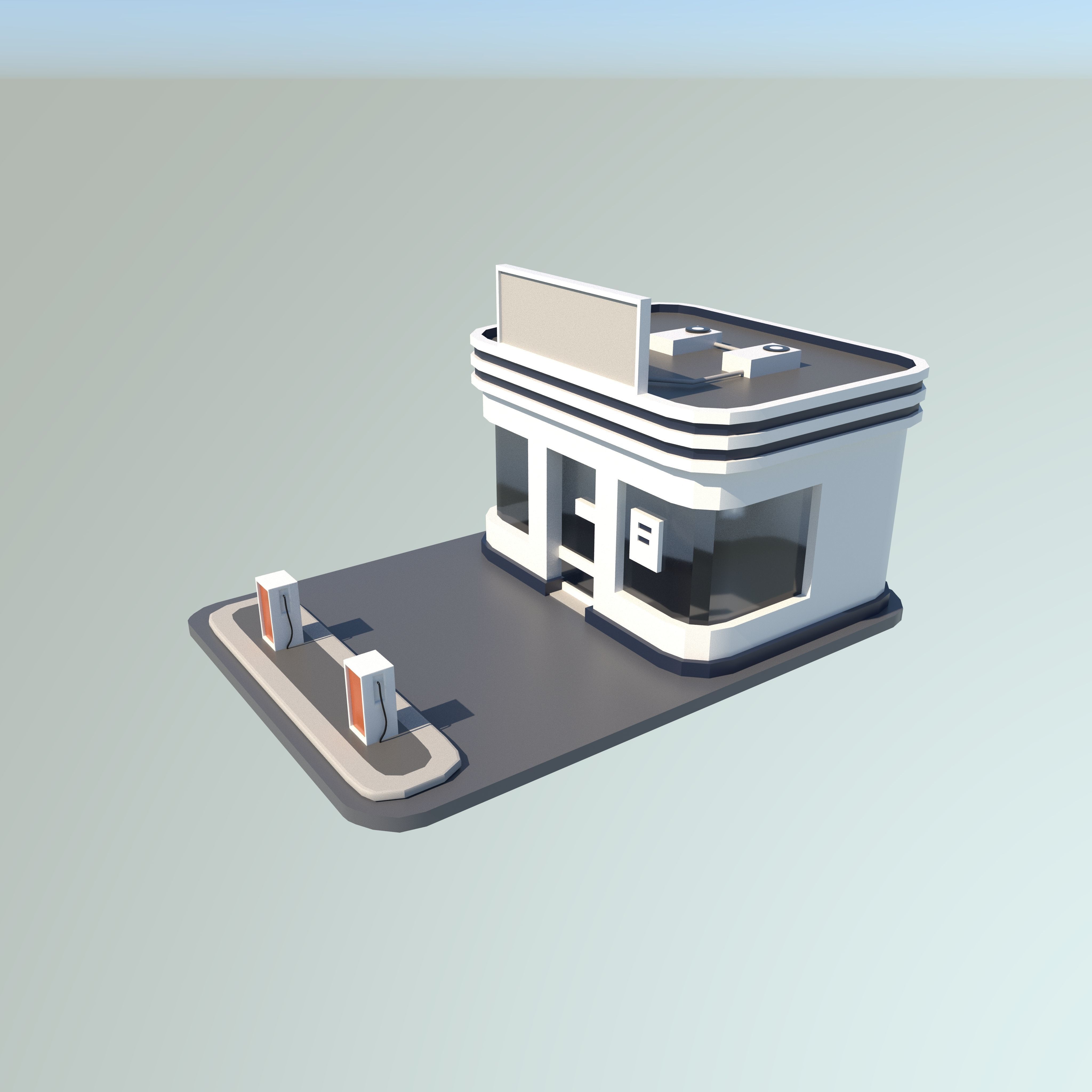 gas station Low-poly 3D model_5