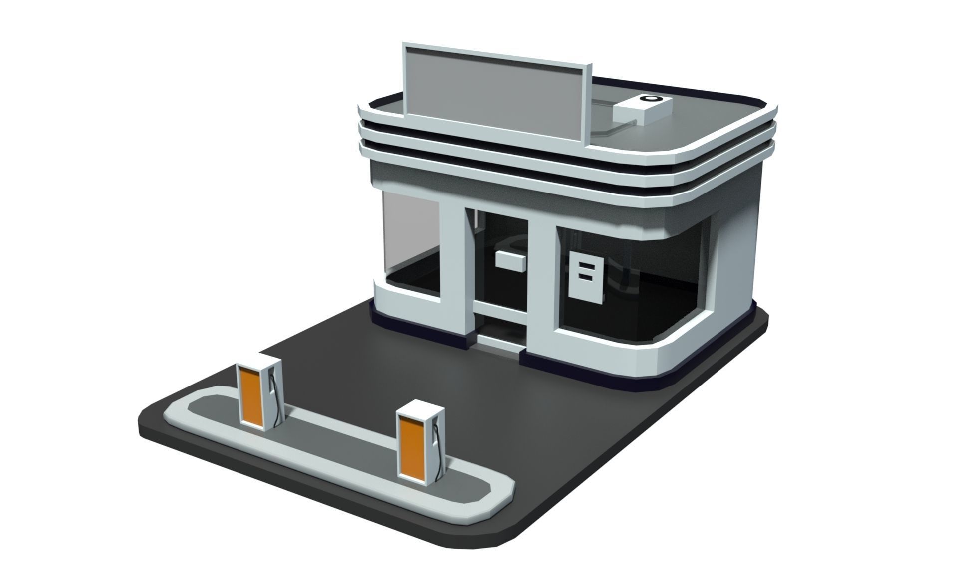 gas station Low-poly 3D model_1
