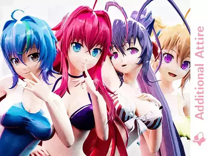 Highschool DxD - Swimsuits A - Additional Attire - MMD Model Low-poly 3D model