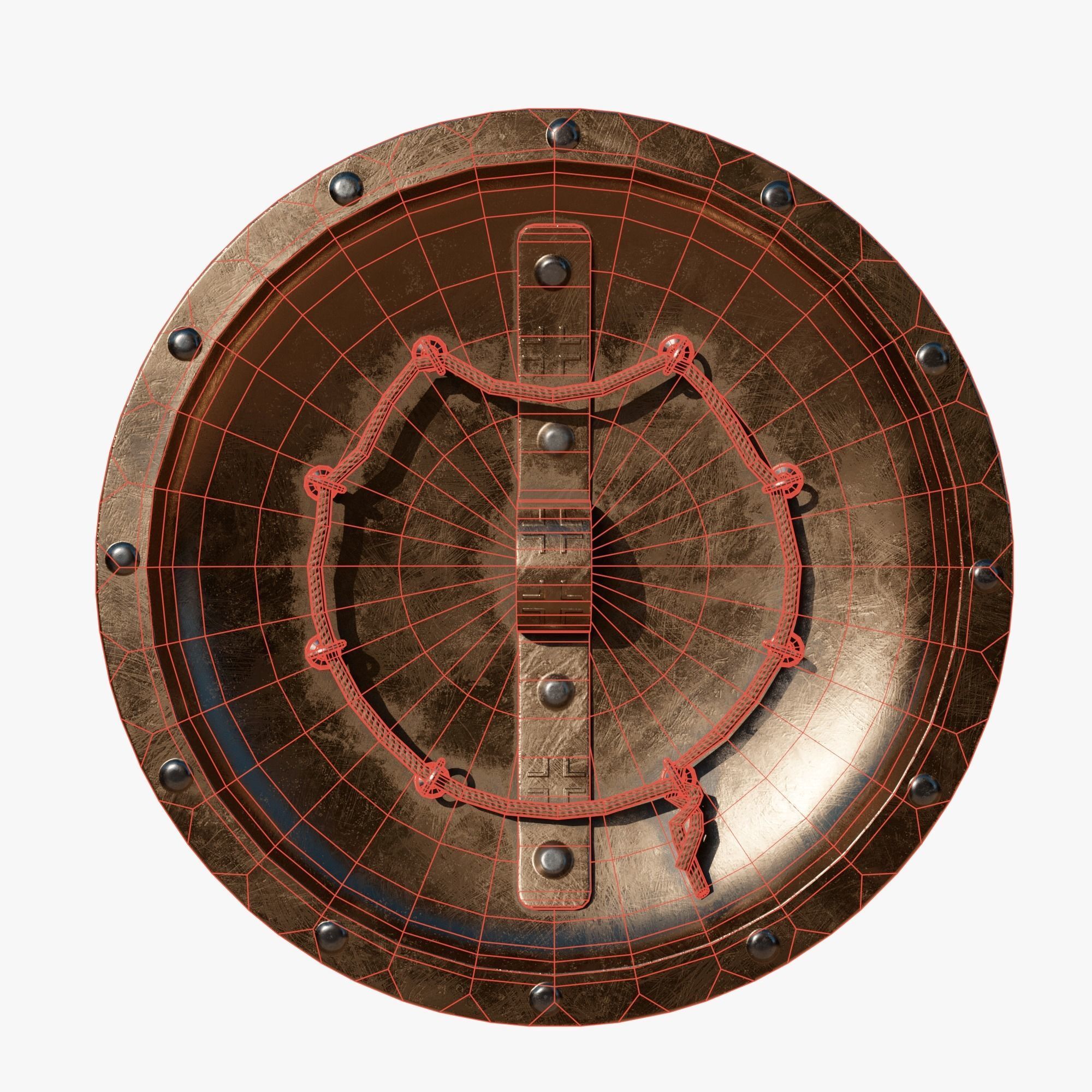 Spartan shield Low-poly 3D model_7