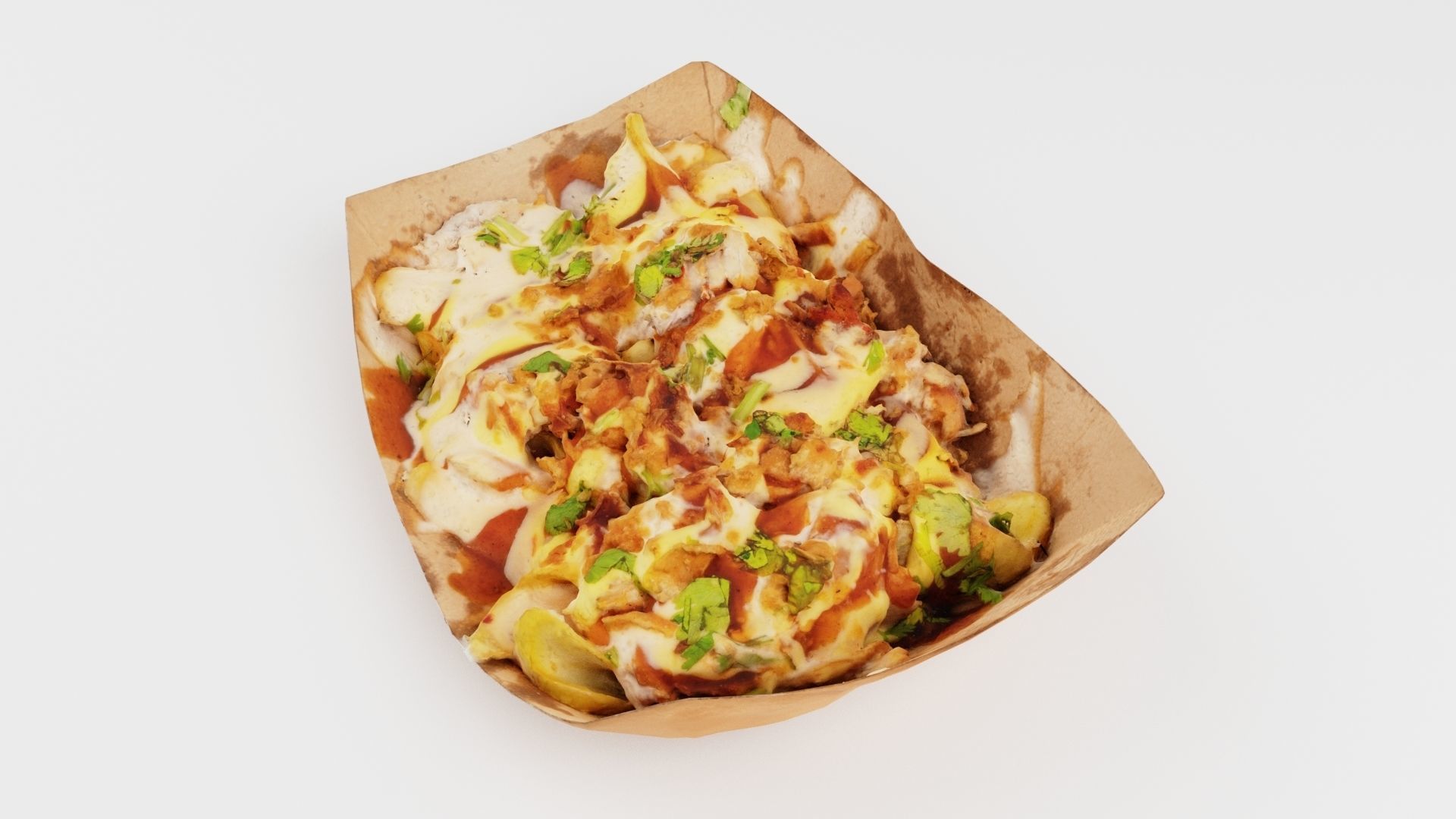 Potato dip dipping fried fry sauce with greens 3D model_2