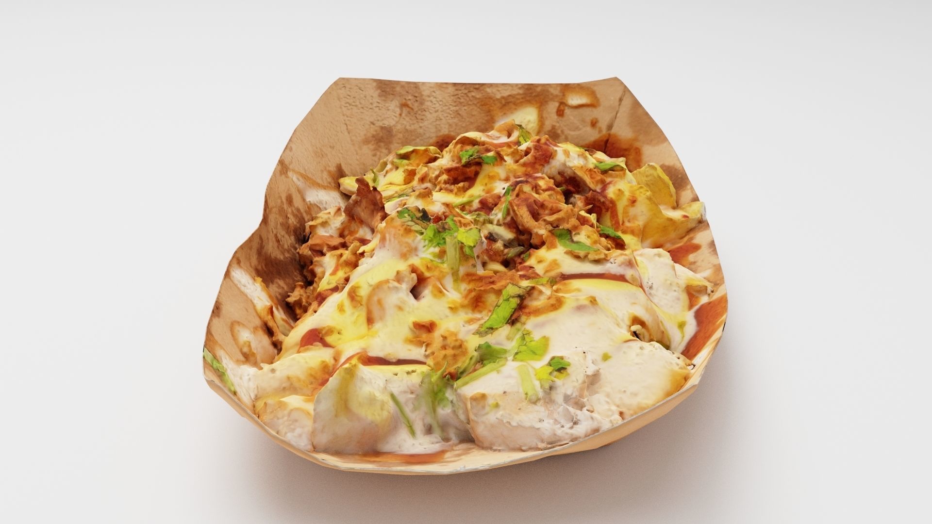 Potato dip dipping fried fry sauce with greens 3D model_1