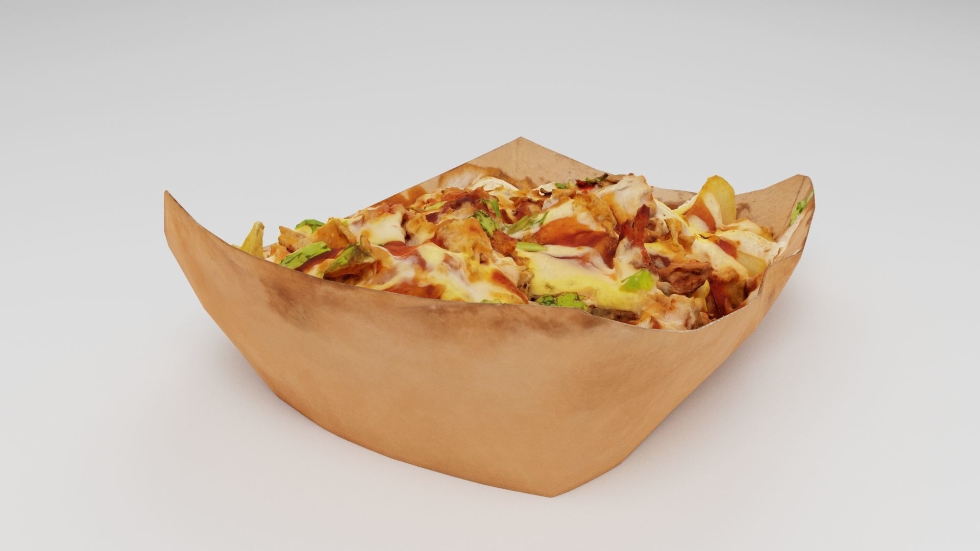 Potato dip dipping fried fry sauce with greens 3D model_3