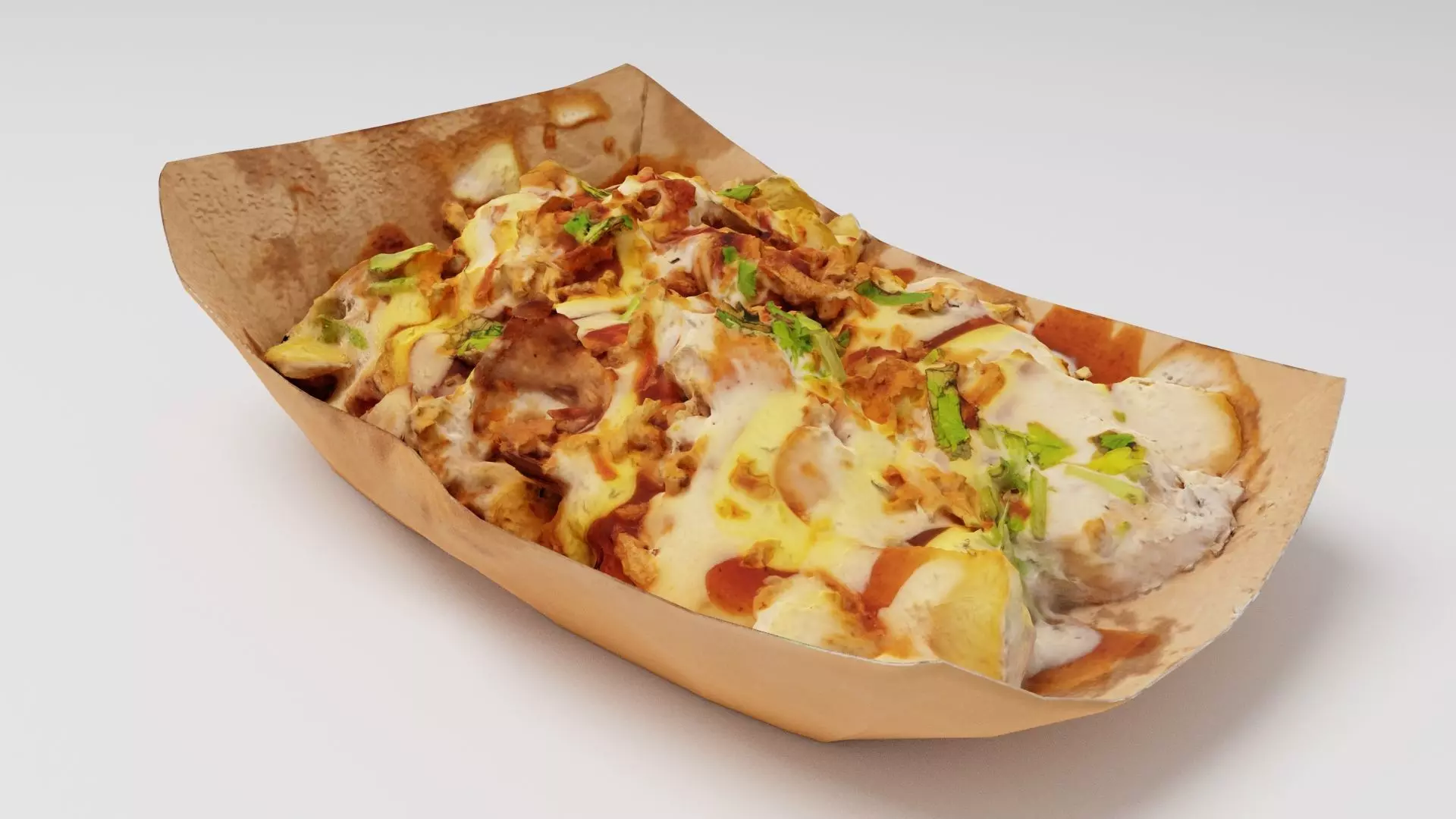 Potato dip dipping fried fry sauce with greens 3D model_0
