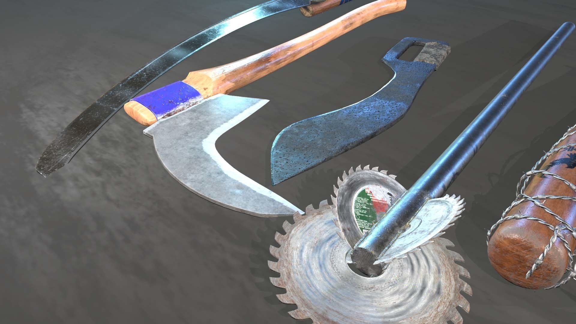 Zombie handmade weapons Low-poly 3D model_43