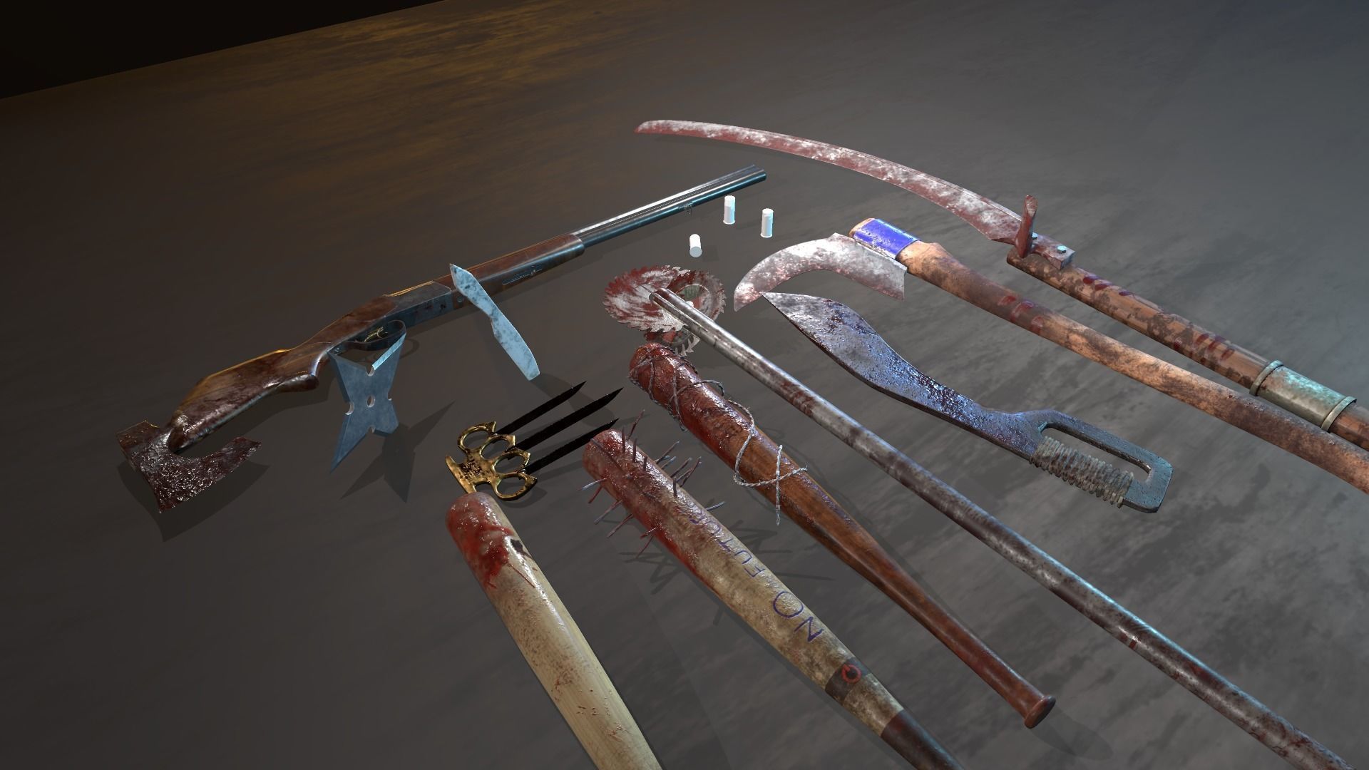 Zombie handmade weapons Low-poly 3D model_49