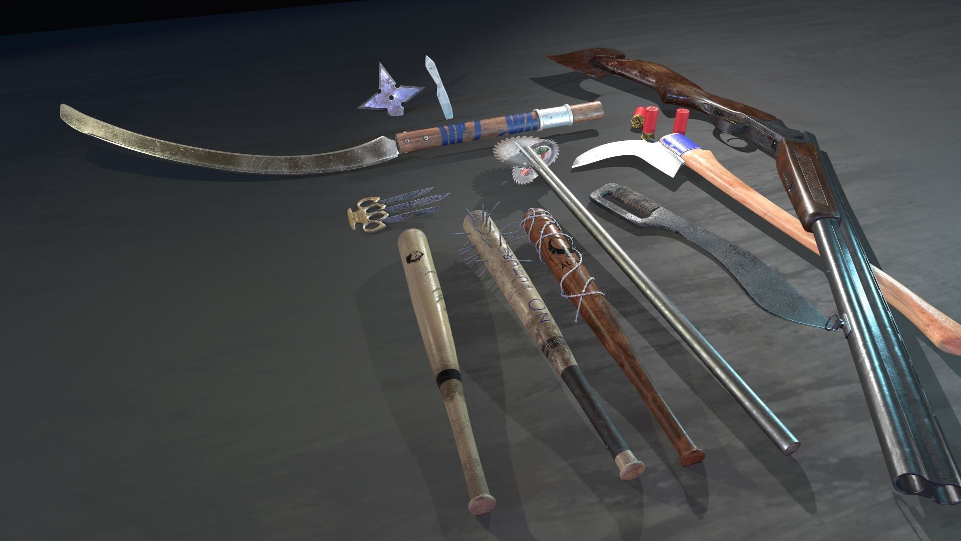 Zombie handmade weapons Low-poly 3D model_44