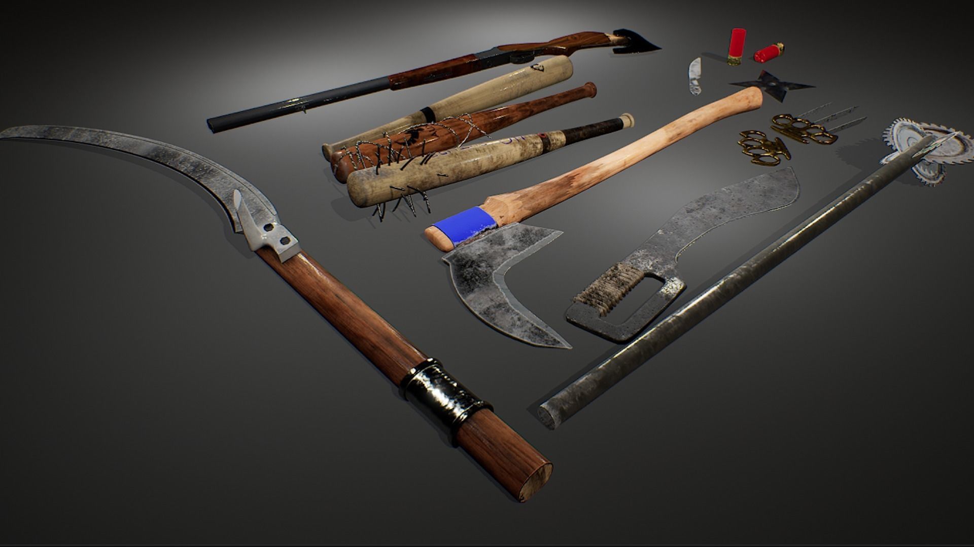 Zombie handmade weapons Low-poly 3D model_46