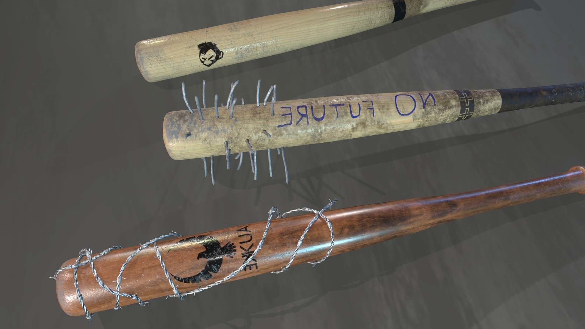 Zombie handmade weapons Low-poly 3D model_40