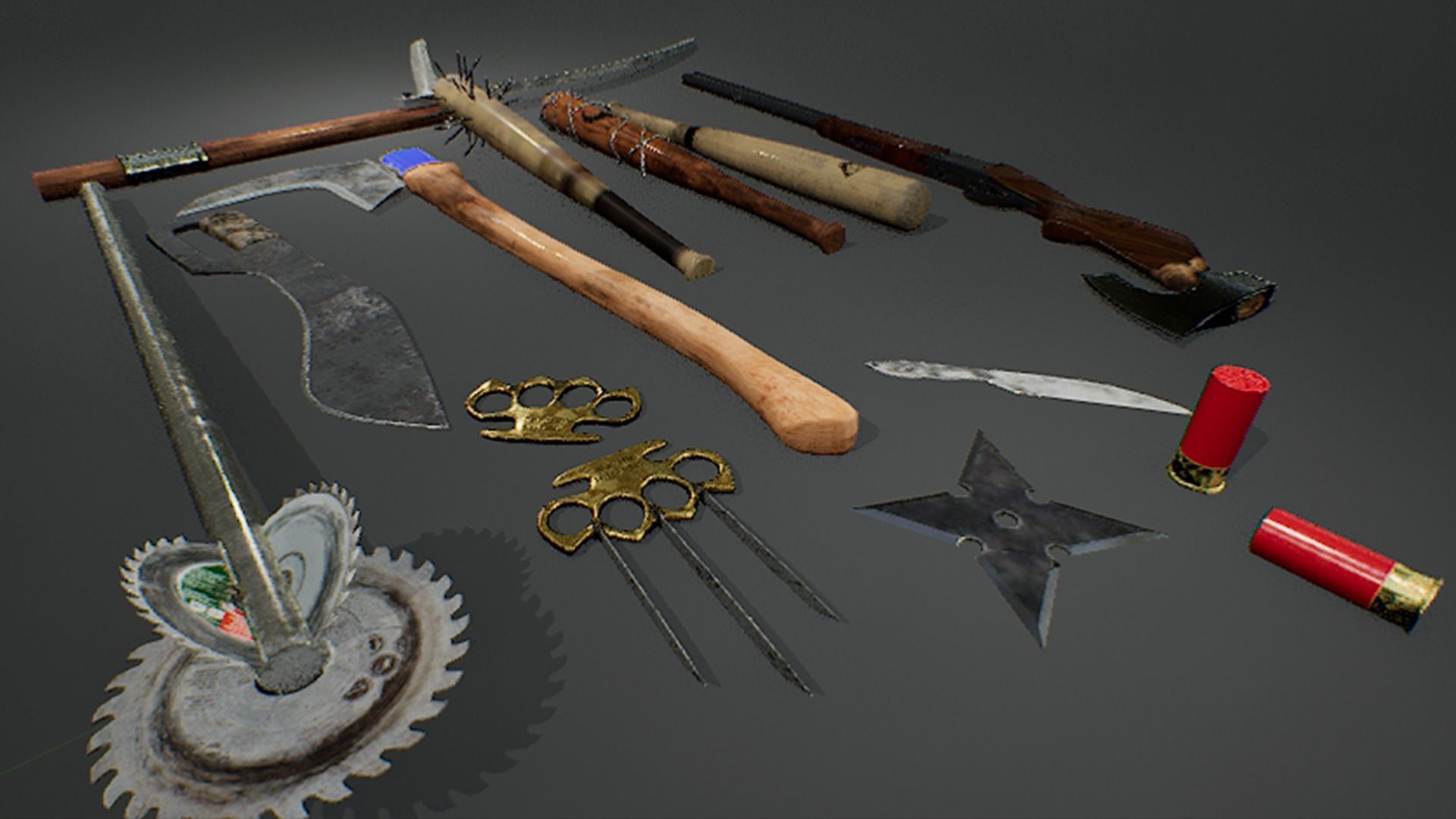 Zombie handmade weapons Low-poly 3D model_32