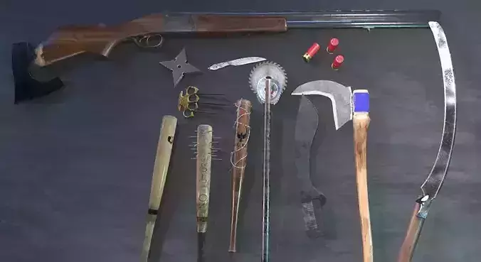 Zombie handmade weapons Low-poly 3D model