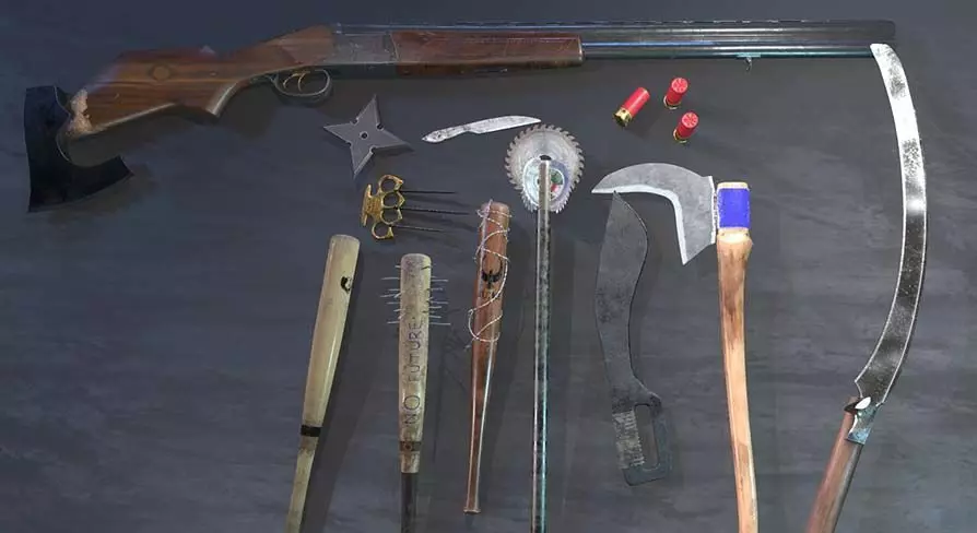 Zombie handmade weapons Low-poly 3D model_0