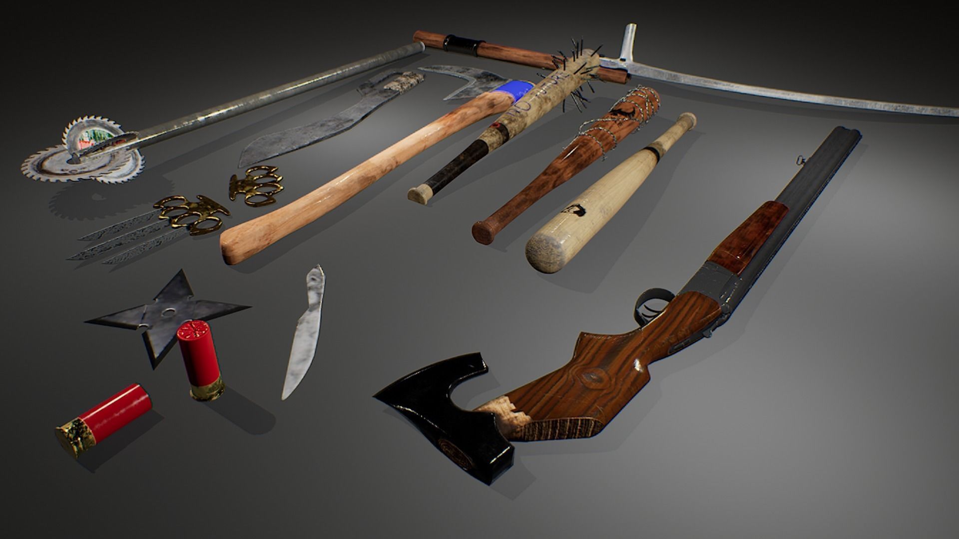 Zombie handmade weapons Low-poly 3D model_3