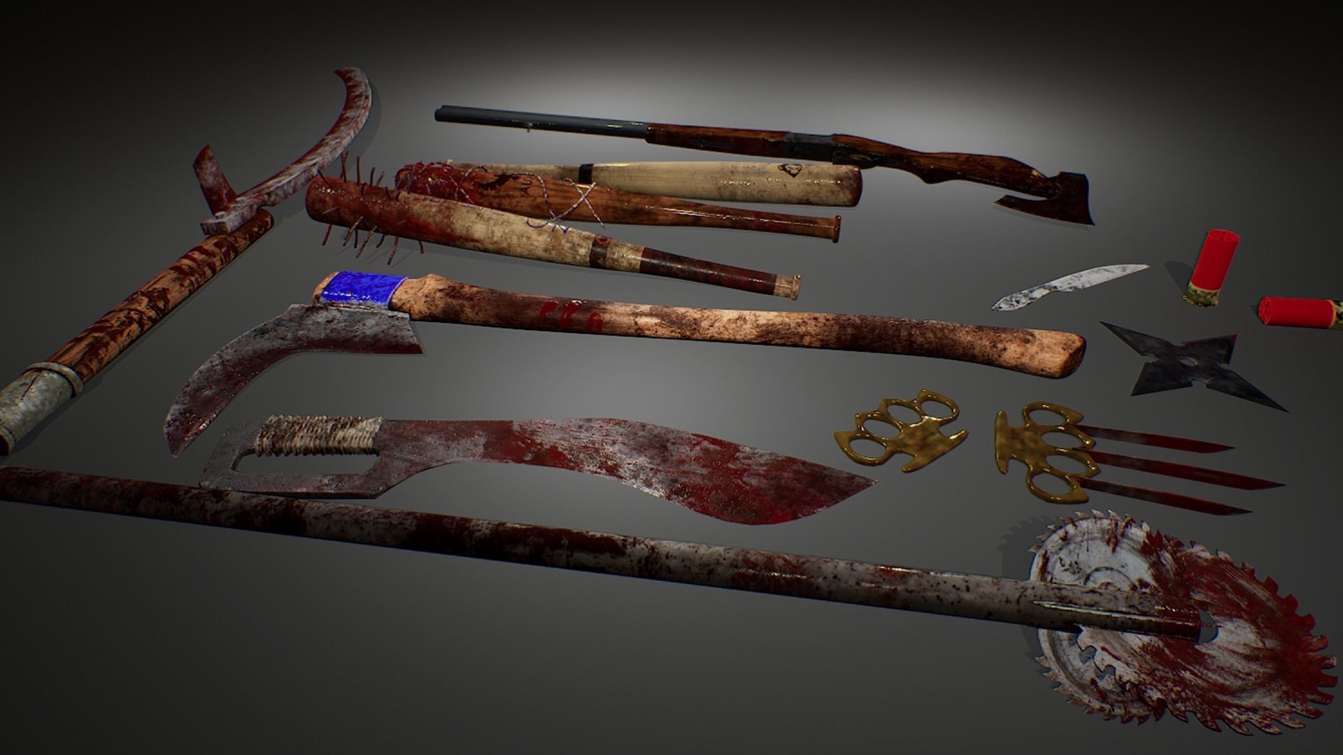 Zombie handmade weapons Low-poly 3D model_47