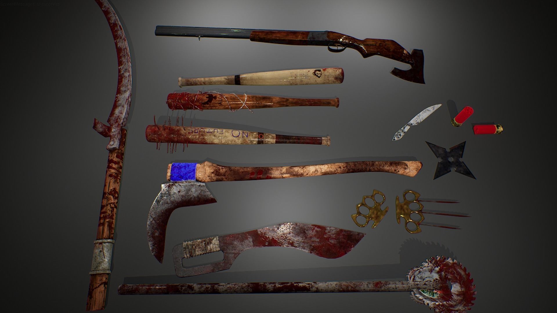 Zombie handmade weapons Low-poly 3D model_4