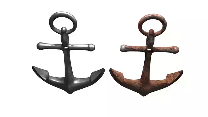 ship anchor with new clean and rusted pbr textures