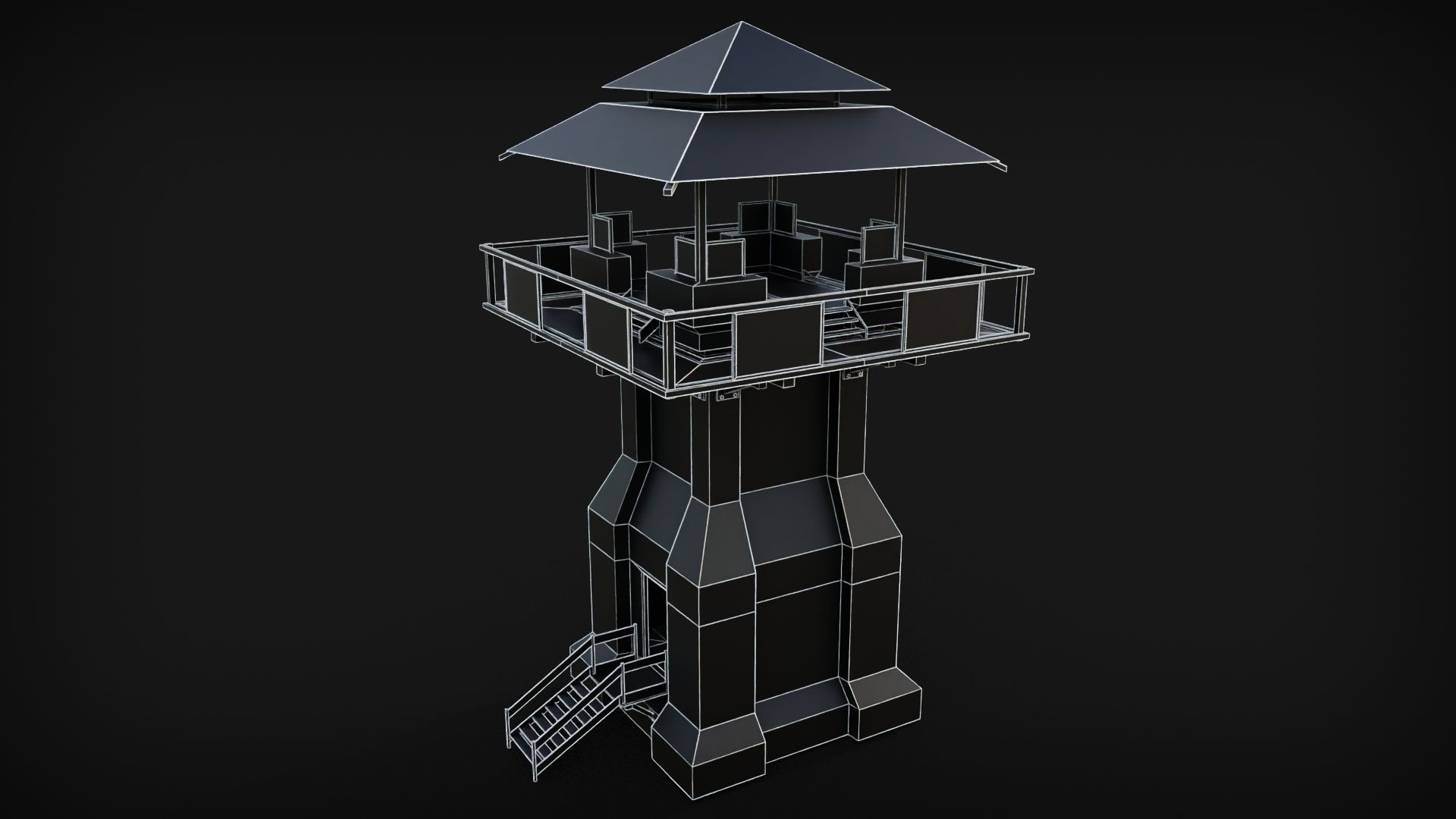 Watch Guard Tower Low-poly 3D model_5
