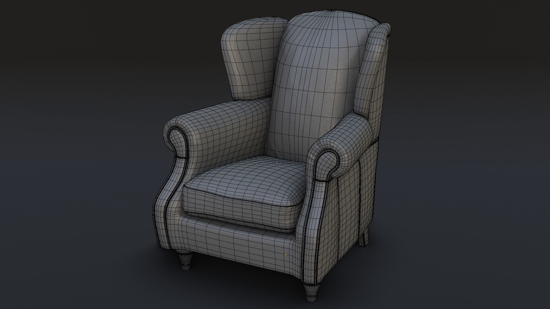 Wingback Chair 3D model_10