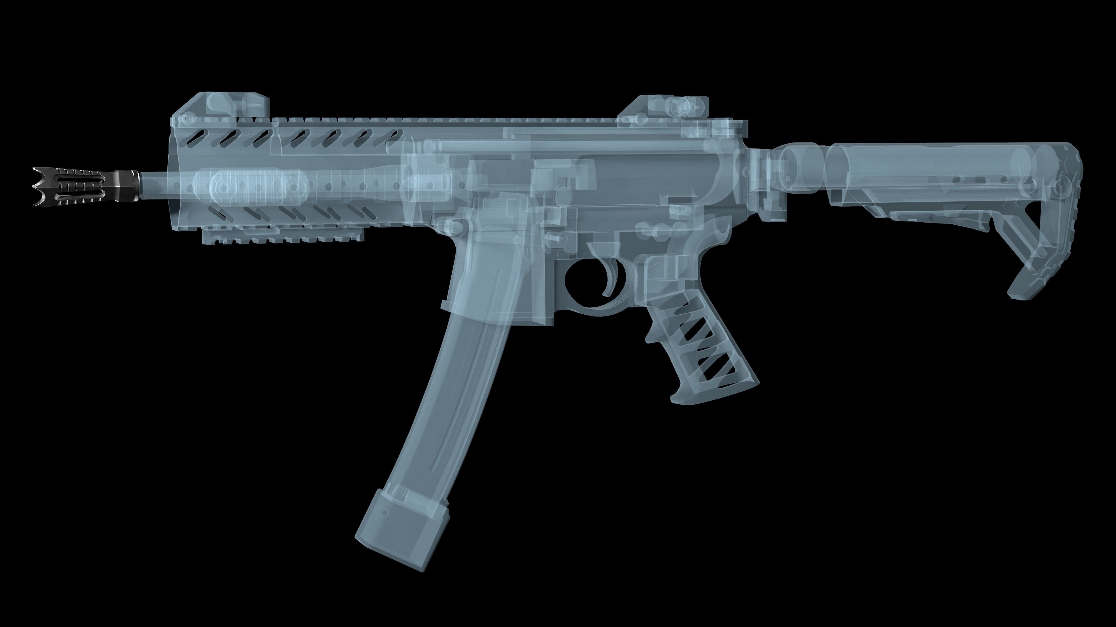 Flash Hider Yankee Hill Annihilator for AR 15 5 56 and 9mm Free low-poly 3D model_5