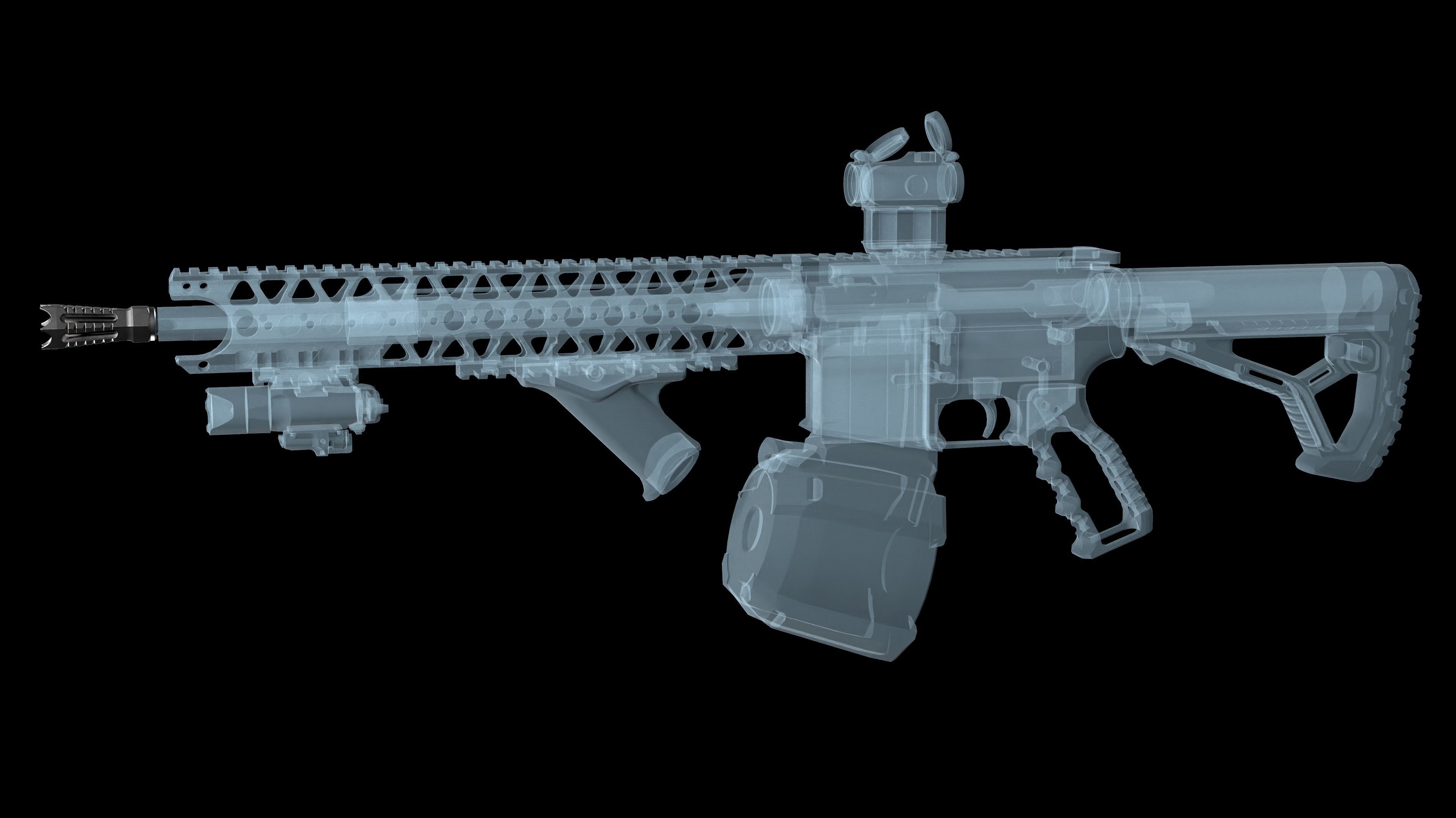 Flash Hider Yankee Hill Annihilator for AR 15 5 56 and 9mm Free low-poly 3D model_2