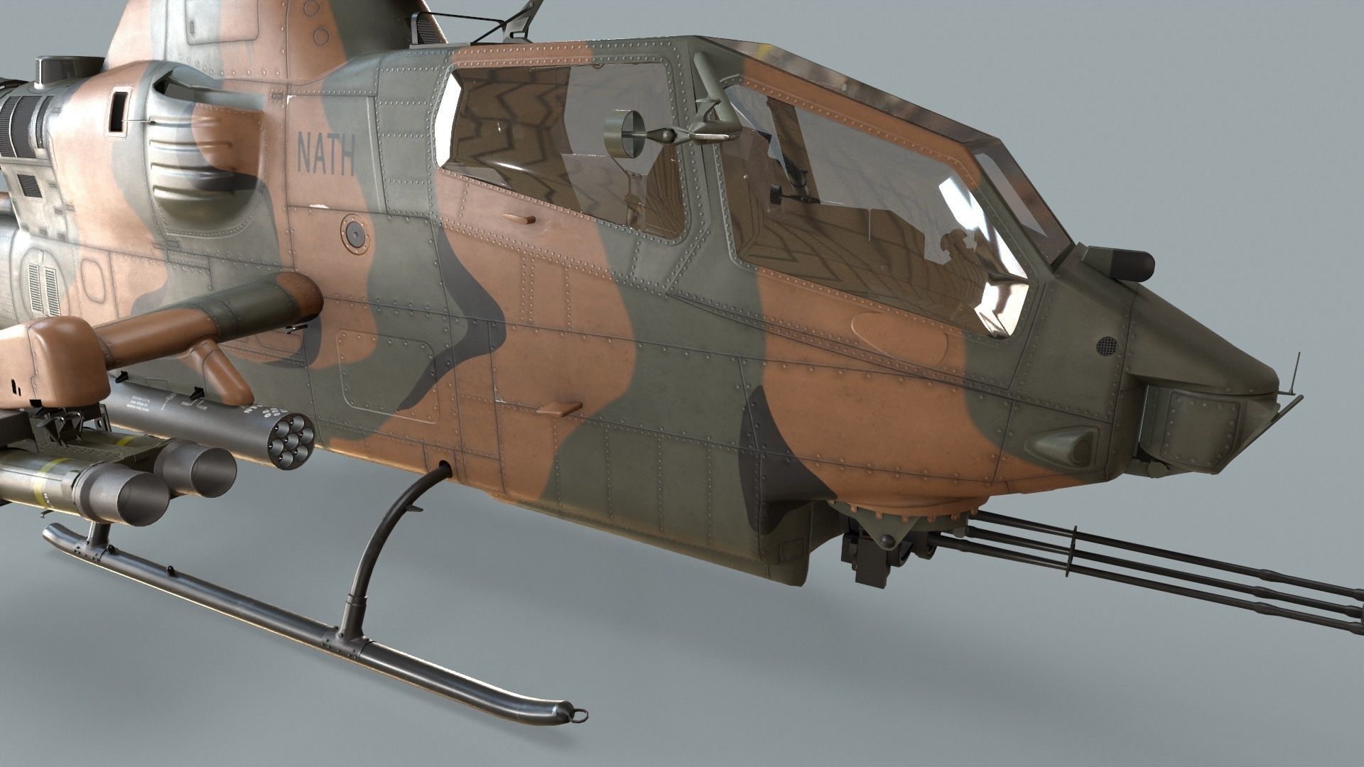  Bell AH-1S Cobra Japan Self-Defense Static Low-poly 3D model_6