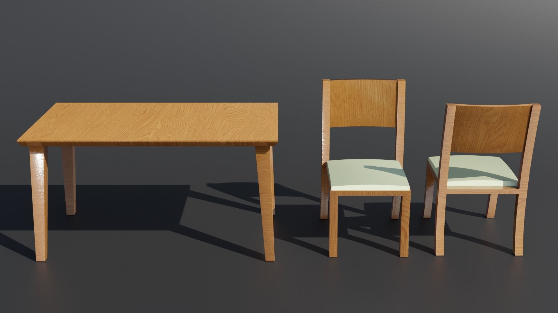 Simple Table and Chair 3D Model 3D model_11