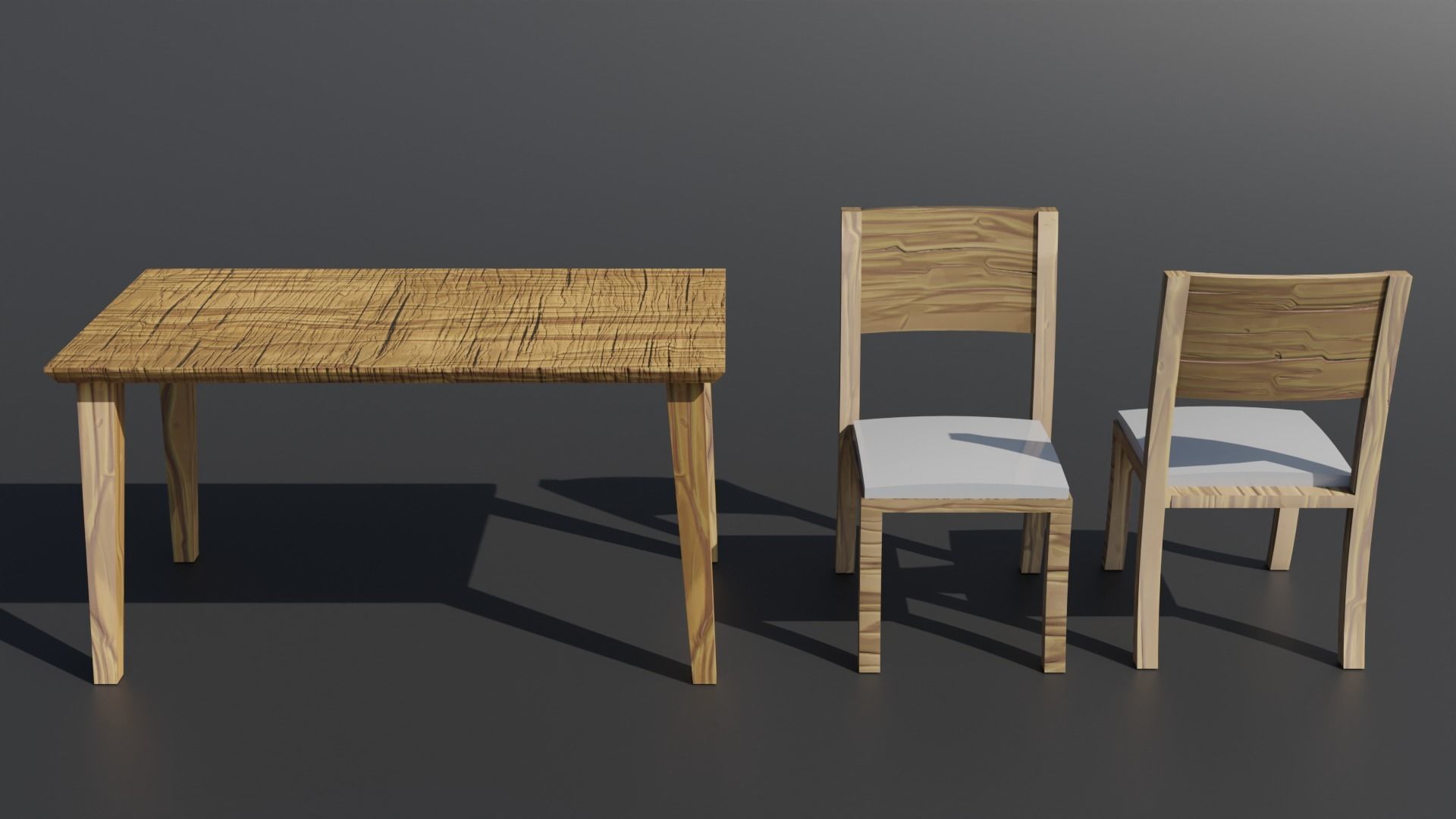 Simple Table and Chair 3D Model 3D model_16
