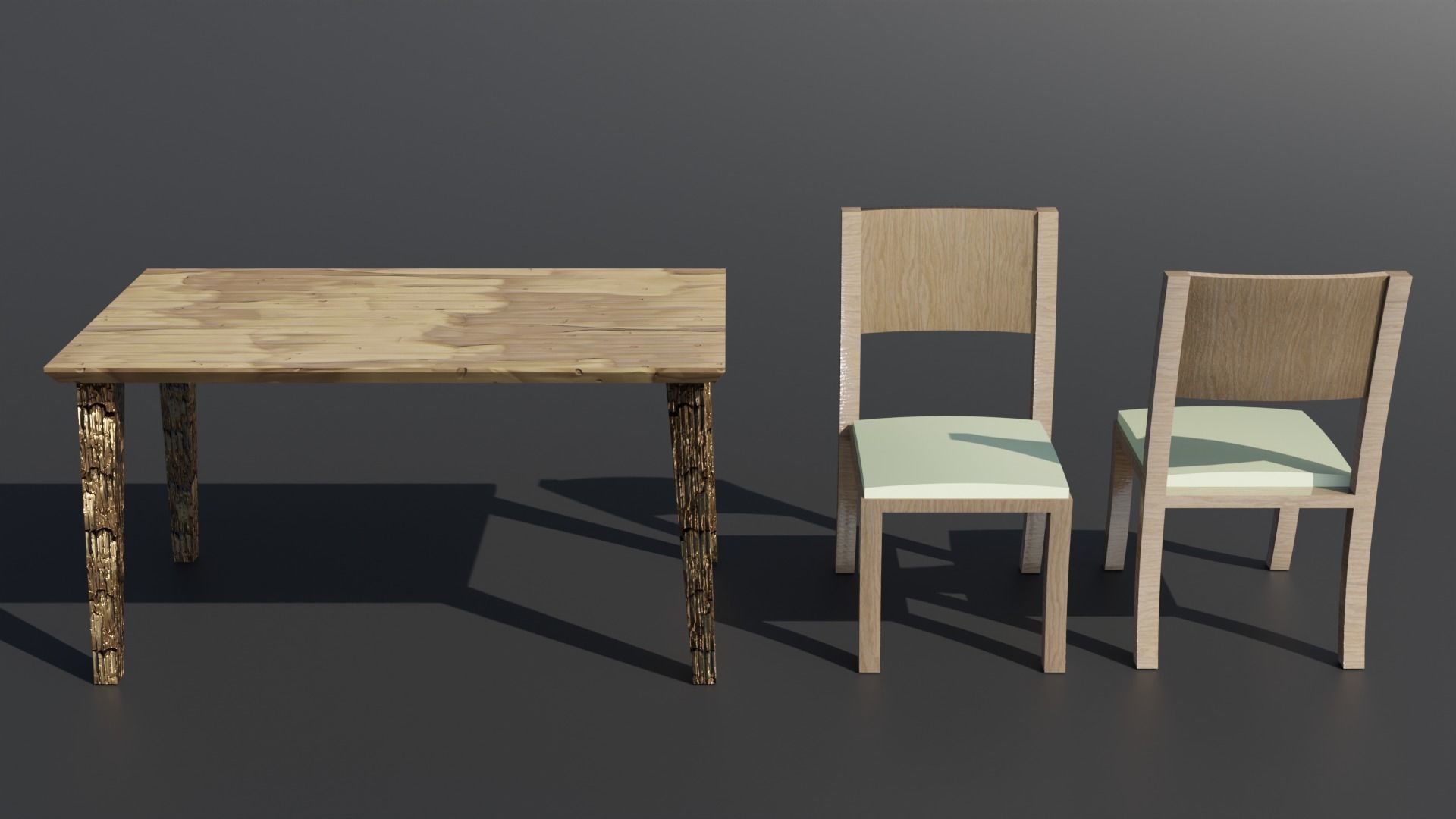 Simple Table and Chair 3D Model 3D model_12