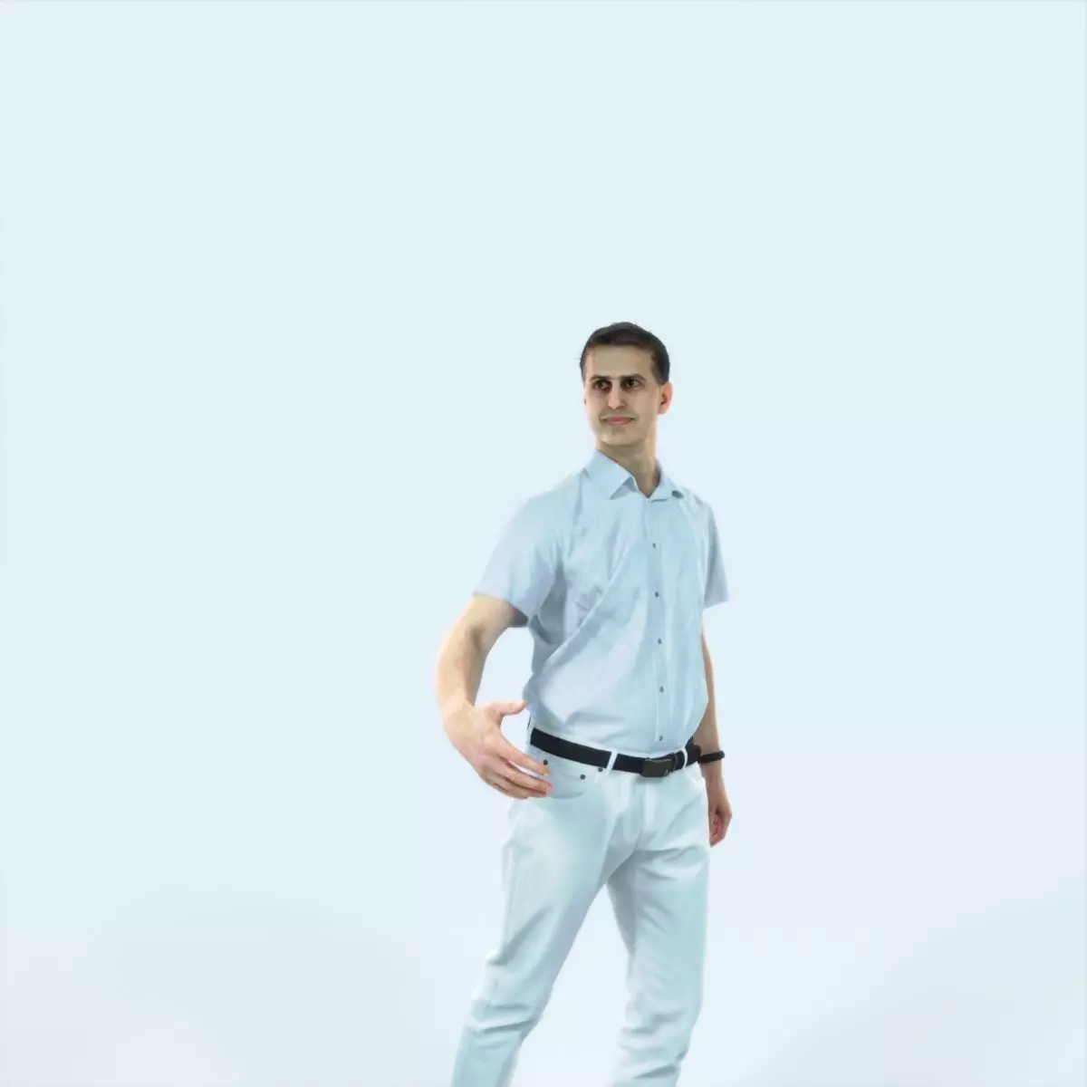 Romance 04M Couple Listening listening walking Casual Man Low-poly 3D model_0