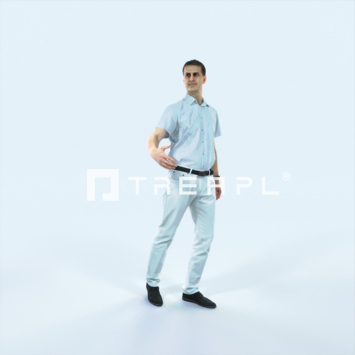 Romance 04M Couple Listening listening walking Casual Man Low-poly 3D model_1